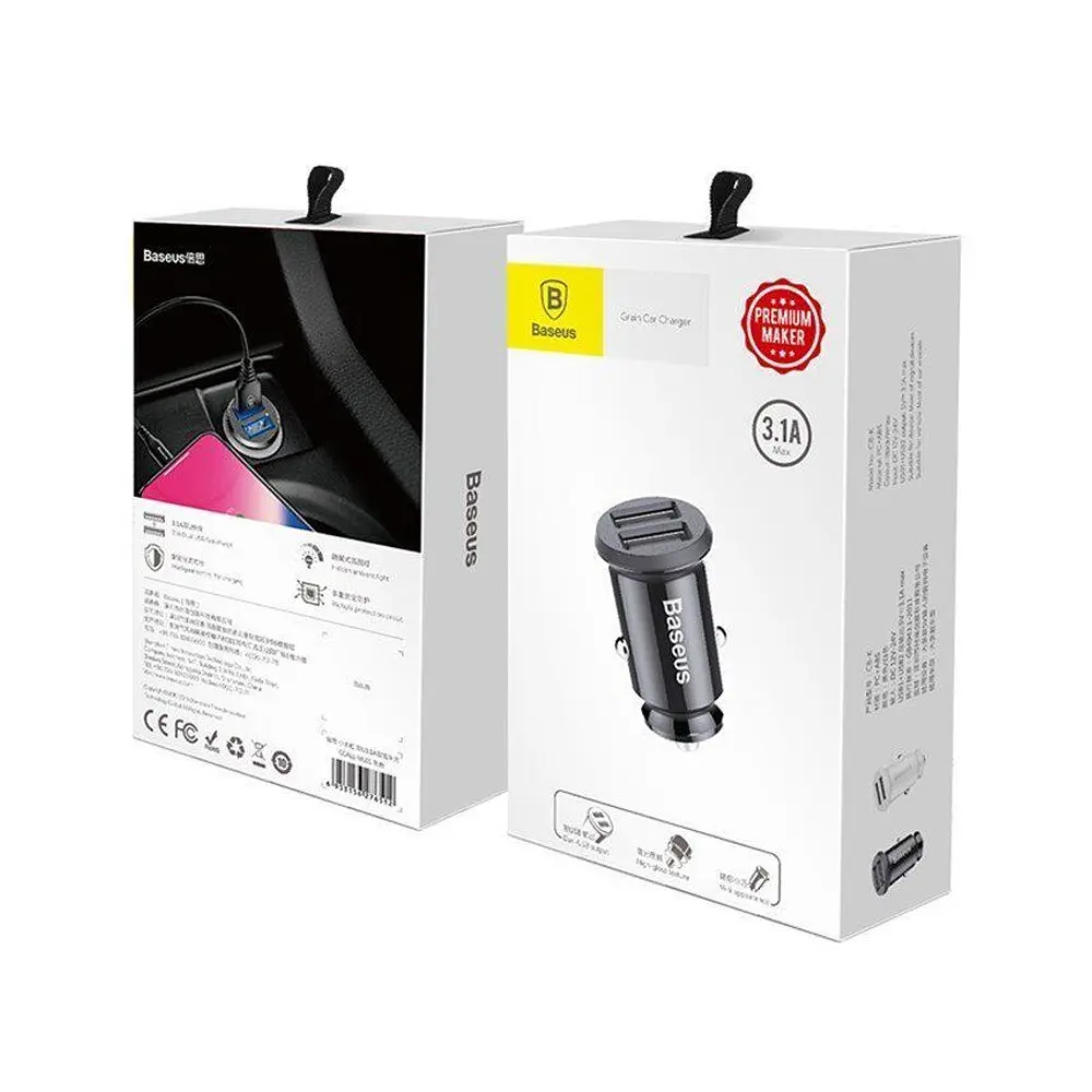 АЗП Baseus Grain Car Charger 3.1 A dual - USB Чорний - фото 2