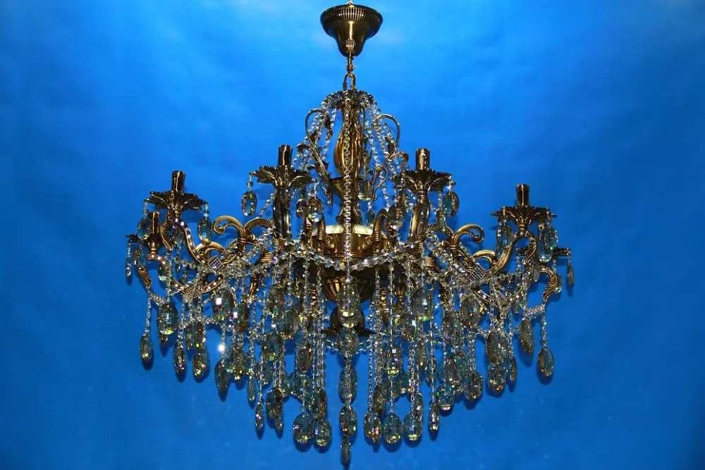 Велика бронзова люстра зі свічками Splendid Ray L66111/10 (GAB), 100 см на 10 ламп E14 з кришталем - фото 2