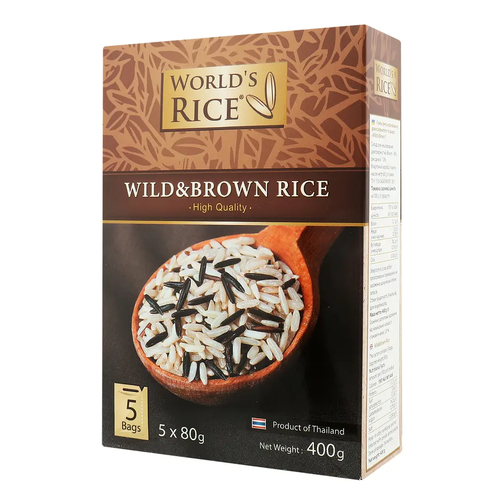 Уцінка. Рис Дикий та Натурал World's Rice 400 г (5 пакетиків по 80 г)  - фото 2