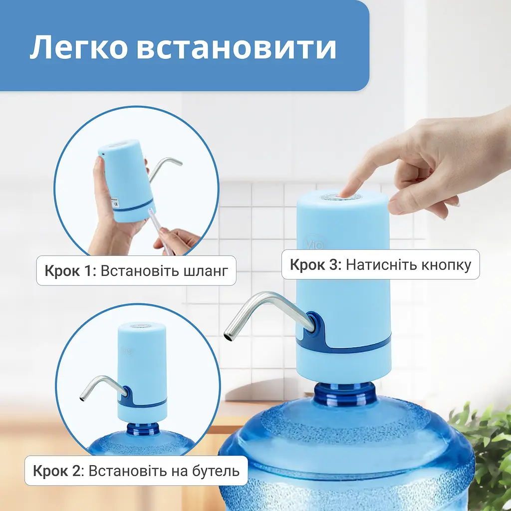 Електрична помпа для води ViO E20 з подвійним мотором, блакитна - фото 6