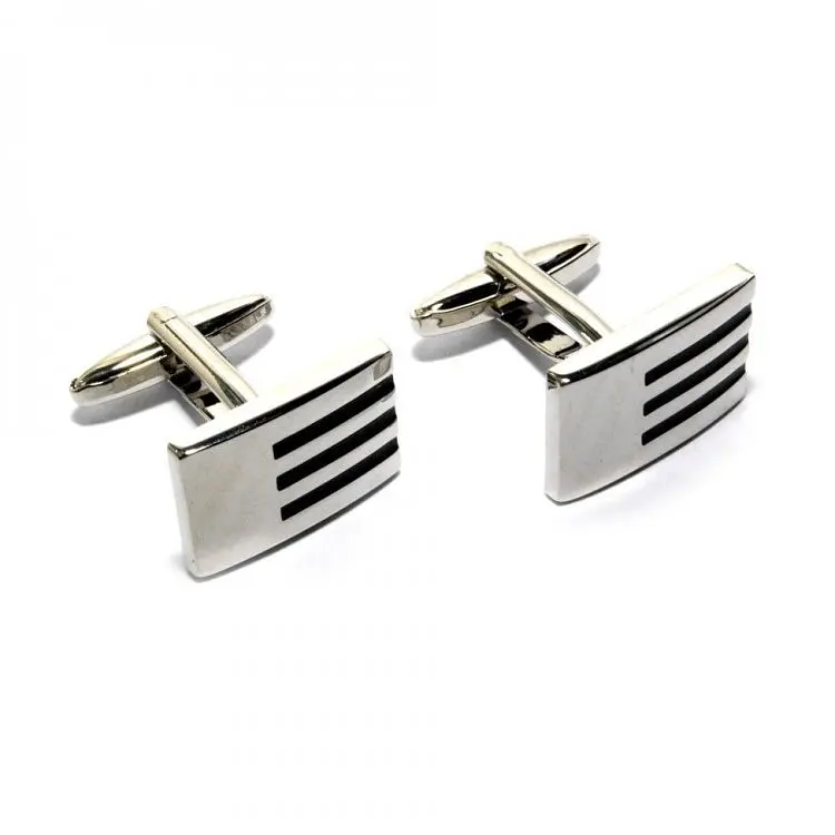Запонки Прямокутні З Чорними Смужками Handmade acs0005910 - фото 3