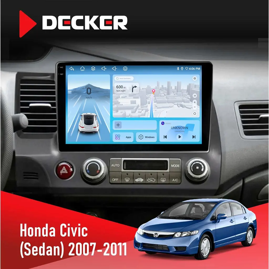 Штатна магнітола Honda Civic 2007-2011 (Sedan) Decker D10-010 6x128, DSP, 4G, 2K Decker (НФ-00009328)