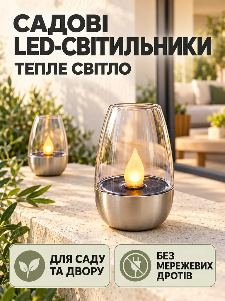 Набір садових LED-світильників на сонячній батареї 6 шт Сріблястий (37261530) - фото 2