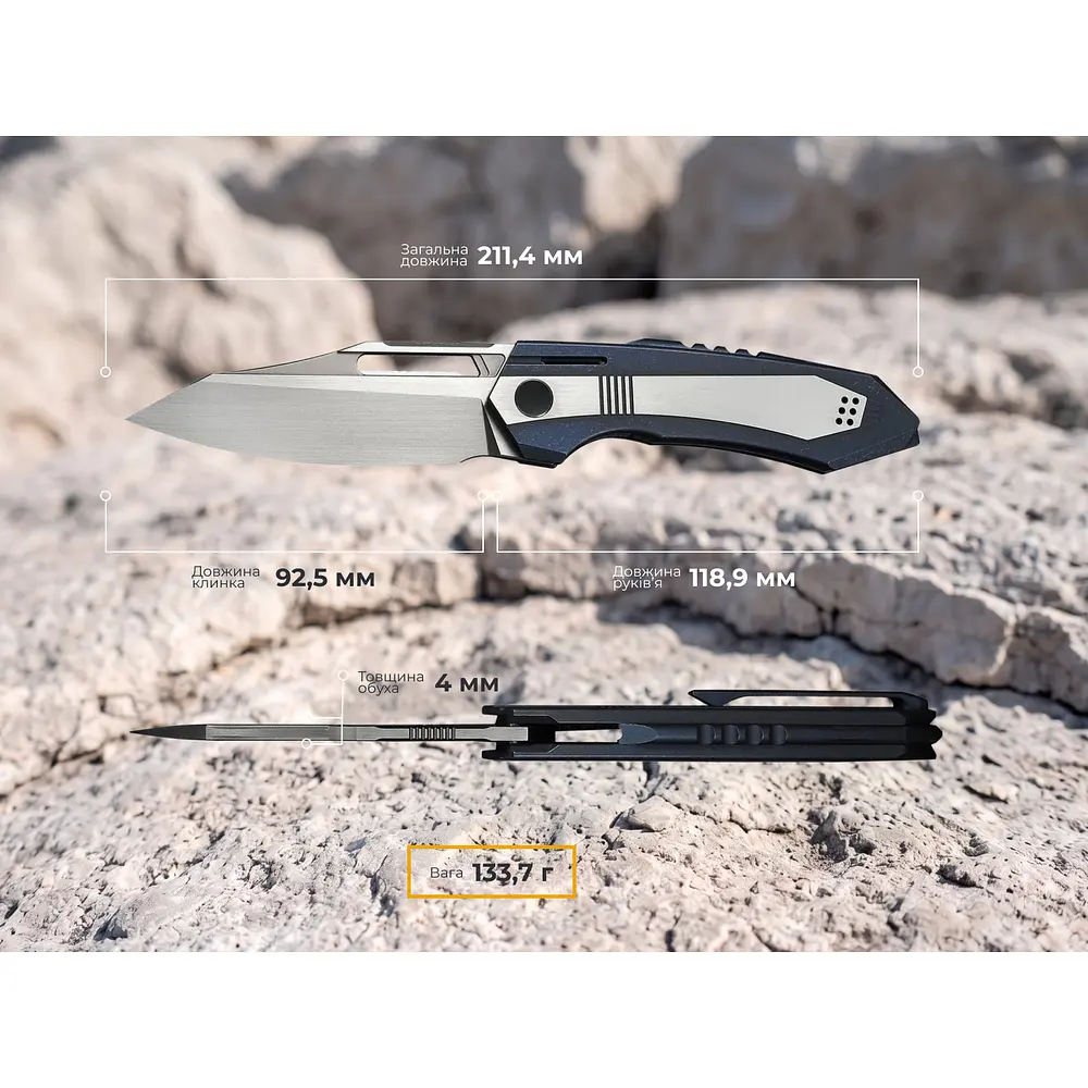 Ніж складаний туристичний Weknife Bogey (9.3 см) Bohler M390 / Titanium синій - фото 13