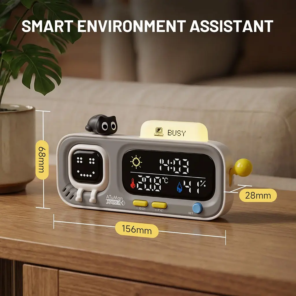 Метеостанція ATuMan Smart Temperature And Humidity Clock Pendant Mood A Gray [166127] - фото 5