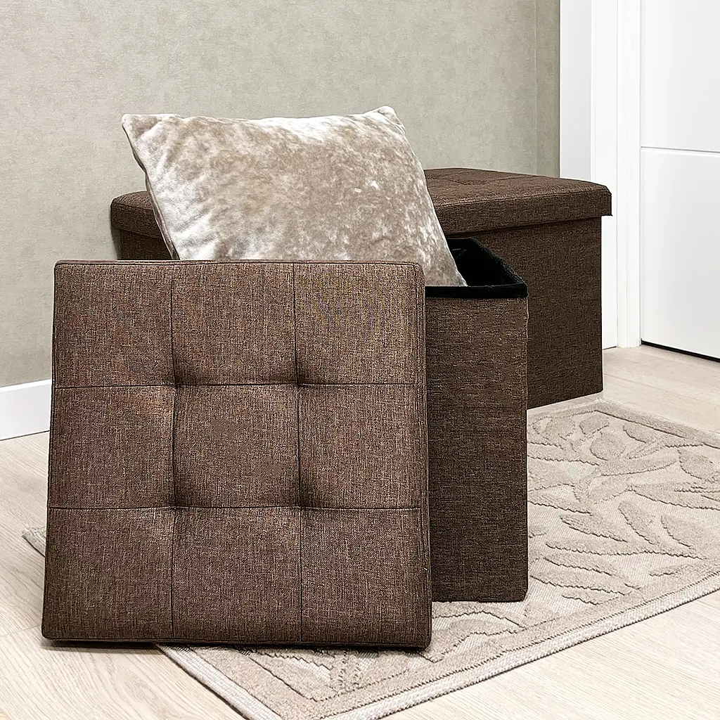 Пуф для хранения МВМ My Home 380х380х380 мм коричневый (TH-03 BROWN) - фото 4