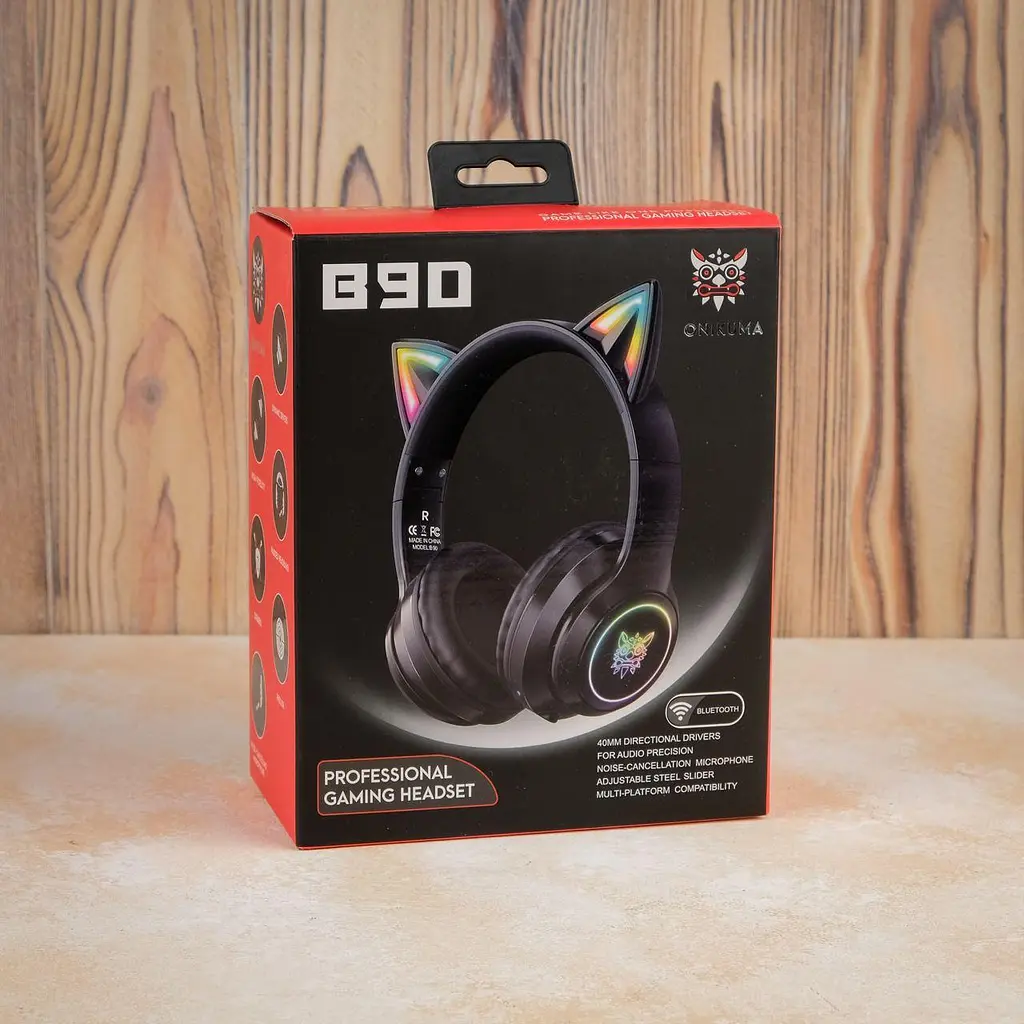 Навушники Onikuma B90 Bluetooth Gaming CAT with LED чорні - фото 8