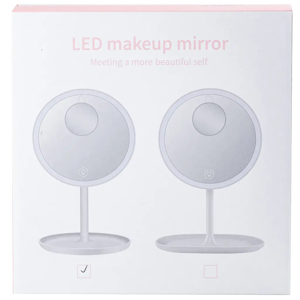 Косметичне дзеркало Happy Life з LED-підсвіткою та збільшенням, рожевий (HP072TD020P) - фото 5