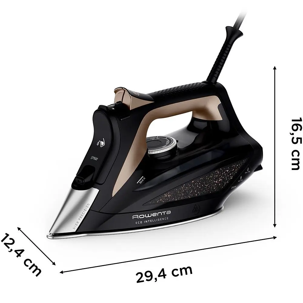 Праска ROWENTA Eco Intelligence DW6341D1, 2500 Вт, 190 г/хв, 300 мл, підошва Microsteam 400 Laser, чорно-рожеве золото - фото 3