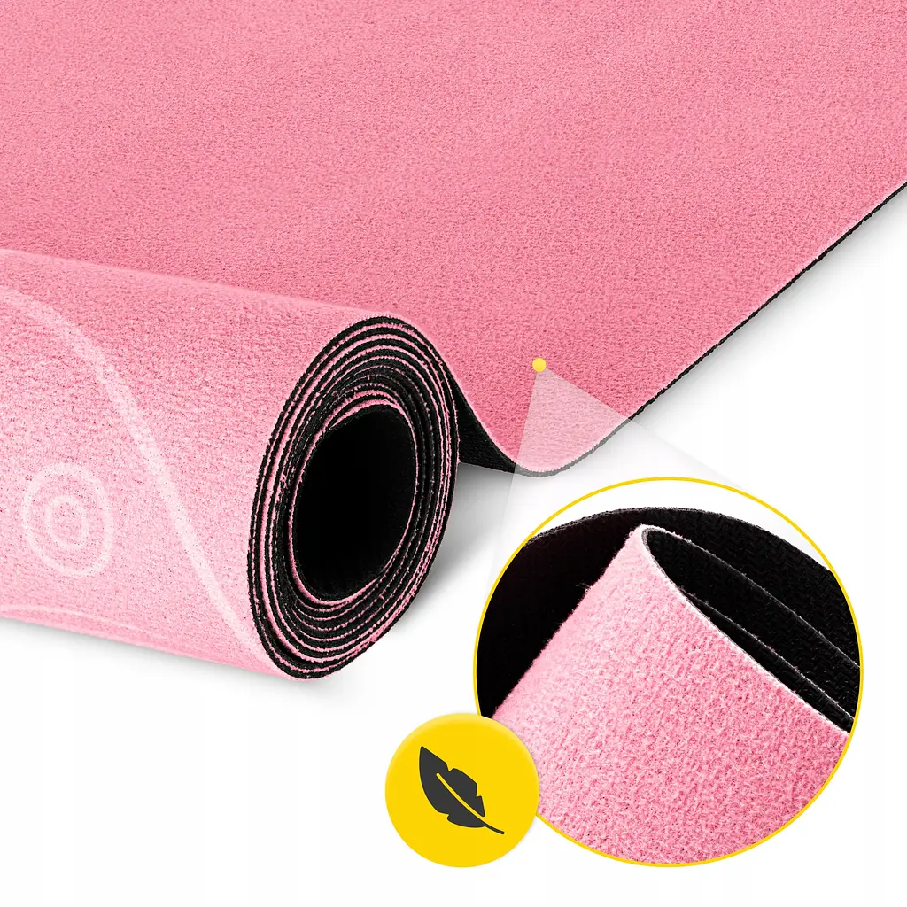 Килимок (мат) спортивний 4FIZJO замша 183 x 61 x 0.15 см для йоги та фітнесу Pink (P-5905973404419) - фото 3