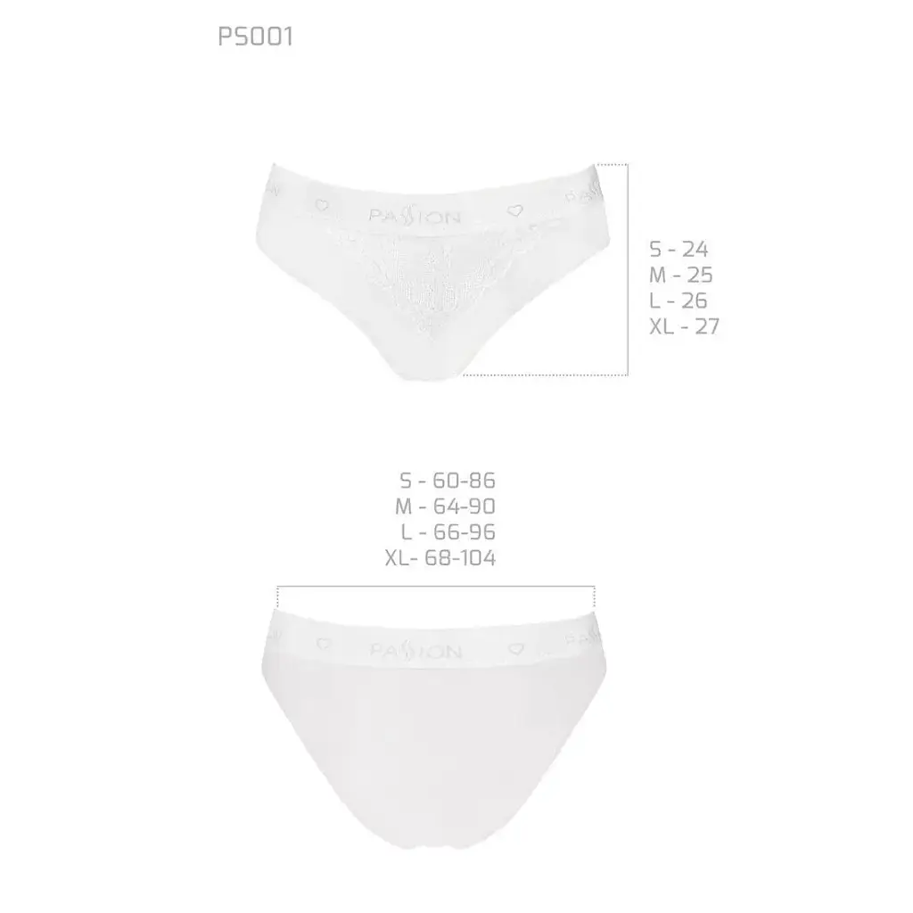 Трусики с широкой резинкой и кружевом Passion Panties white L - фото 4