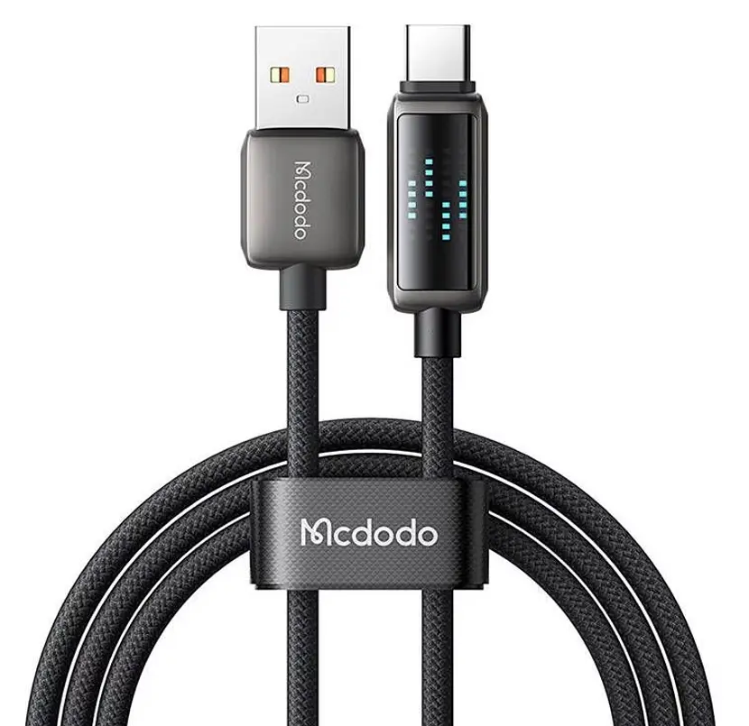 Кабель McDodo LED Display USB-A to USB-C 6A Data Cable 1.2m Black