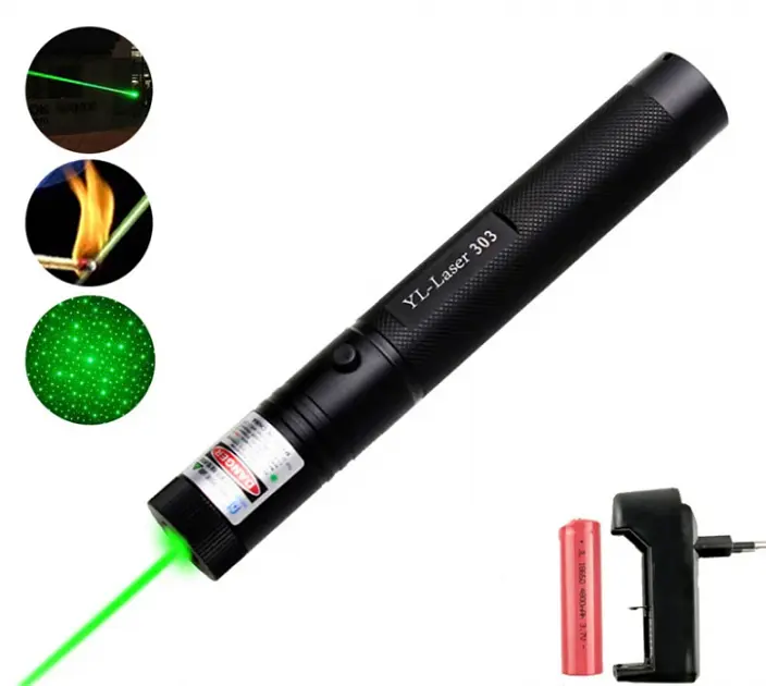 Лазерна вказівка високої потужності Laser pointer YL-303 - потужний зелений лазер – промінь з акумулятором - фото 3