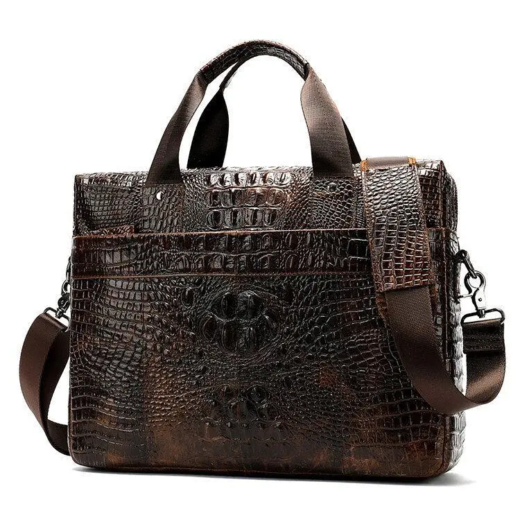 Сумка для ноутбука з тисненням під рептилію 14719 Vintage коричнева - фото 6