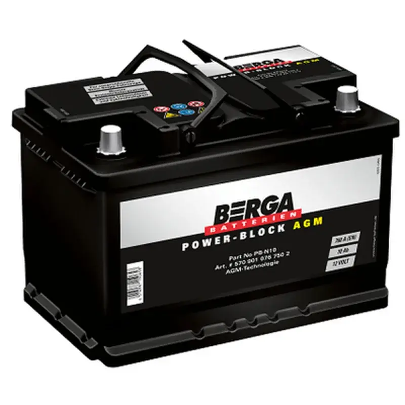 Акумулятор автомобільний Berga Power Block AGM 70Ah Ев (-/+) (760EN) (5709010767502)
