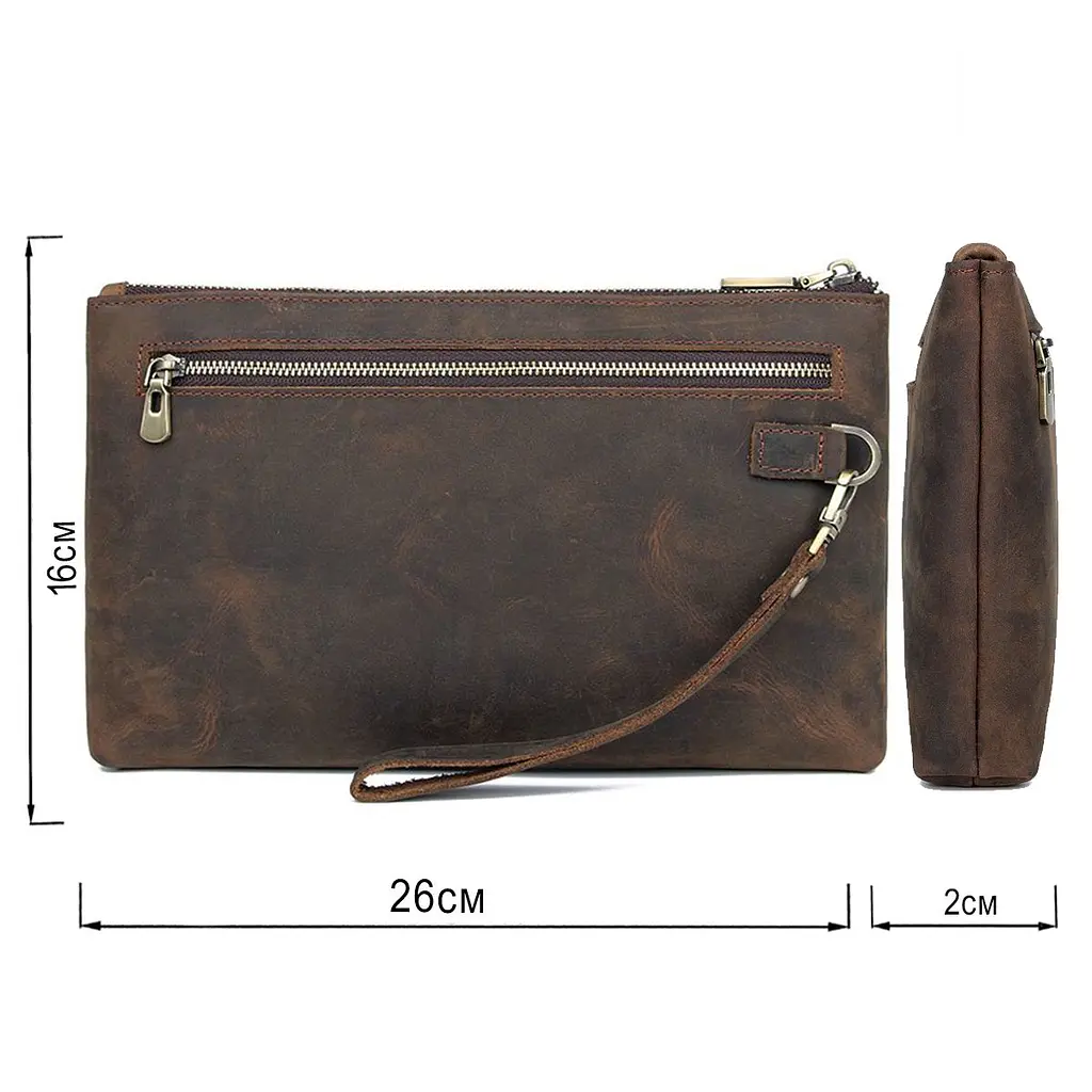 Барсетка чоловіча в шкурі Crazy horse 14954 Vintage коричневий - фото 6
