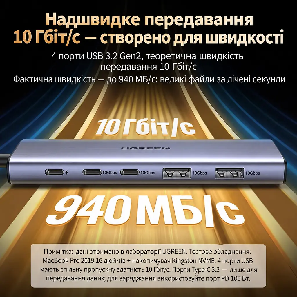 Док-станція UGREEN CM500 USB-хаб підключення до комп’ютера USB-C USB4 2 USB-A та 2 USB-C лише для даних USB 3.2 Gen2 до 10 Гбіт/с спільно для всіх портів даних відеовихід HDMI 2.1 до 8K 60 Гц для HDMI потрібен відеосигнал DisplayPort через порт комп’ютера вхід живлення USB-C PD 3.0 100 Вт із заряджанням ноутбука до 95 Вт заряджання лише для ноутбуків із прийманням живлення USB-C PD для максимальної потужності заряджання потрібен зарядний пристрій PD 100 Вт вбудований кабель 20 см космічний сірий (25102) - фото 3