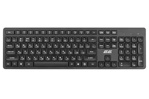 Клавіатура бездротова 2E KS260, чорний, USB 2.4GHz, вологостійка, до 10 м, 1xAAA (2E-KS260WB)