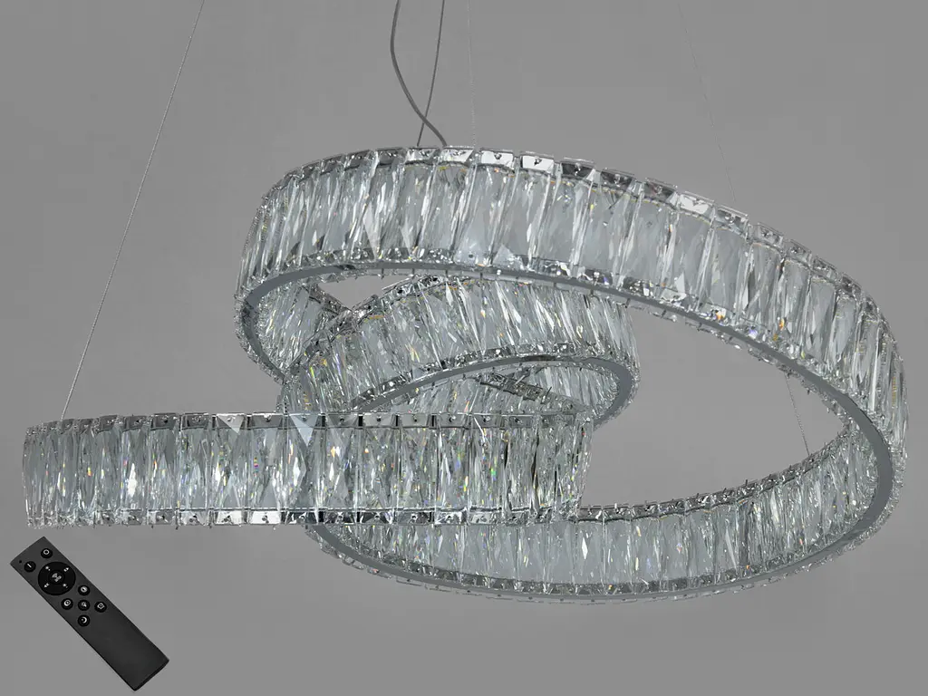 Люстра стельова LED Diasha 531/600CH, 80W, хром, кристалічна, преміум стиль, висота 115 см, діаметр 65 см - фото 2