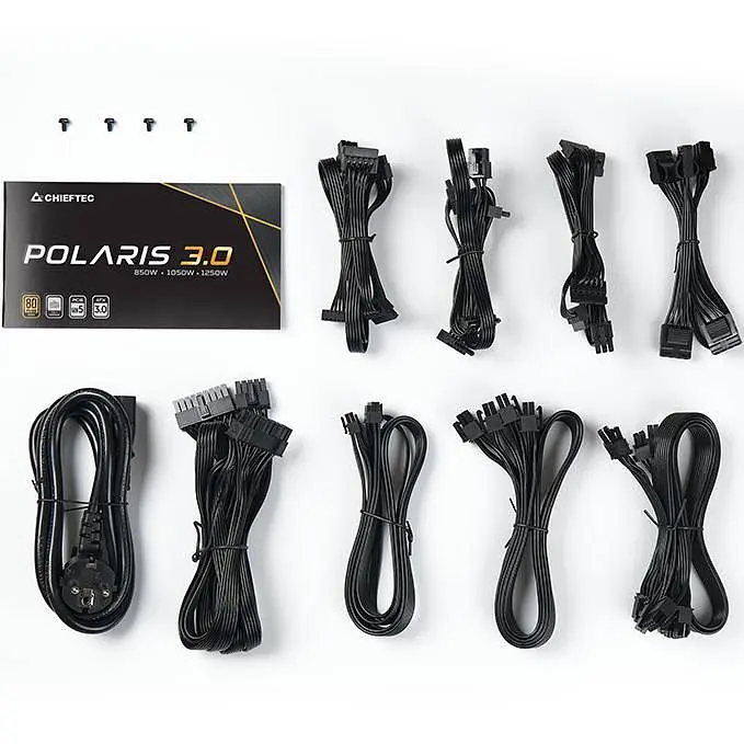 Блок живлення 1250W Chieftec POLARIS 3.0 PPS-1250FC-A3, 135 мм, 80+ ЗОЛОТИСТИЙ, Cable management, retail - фото 8