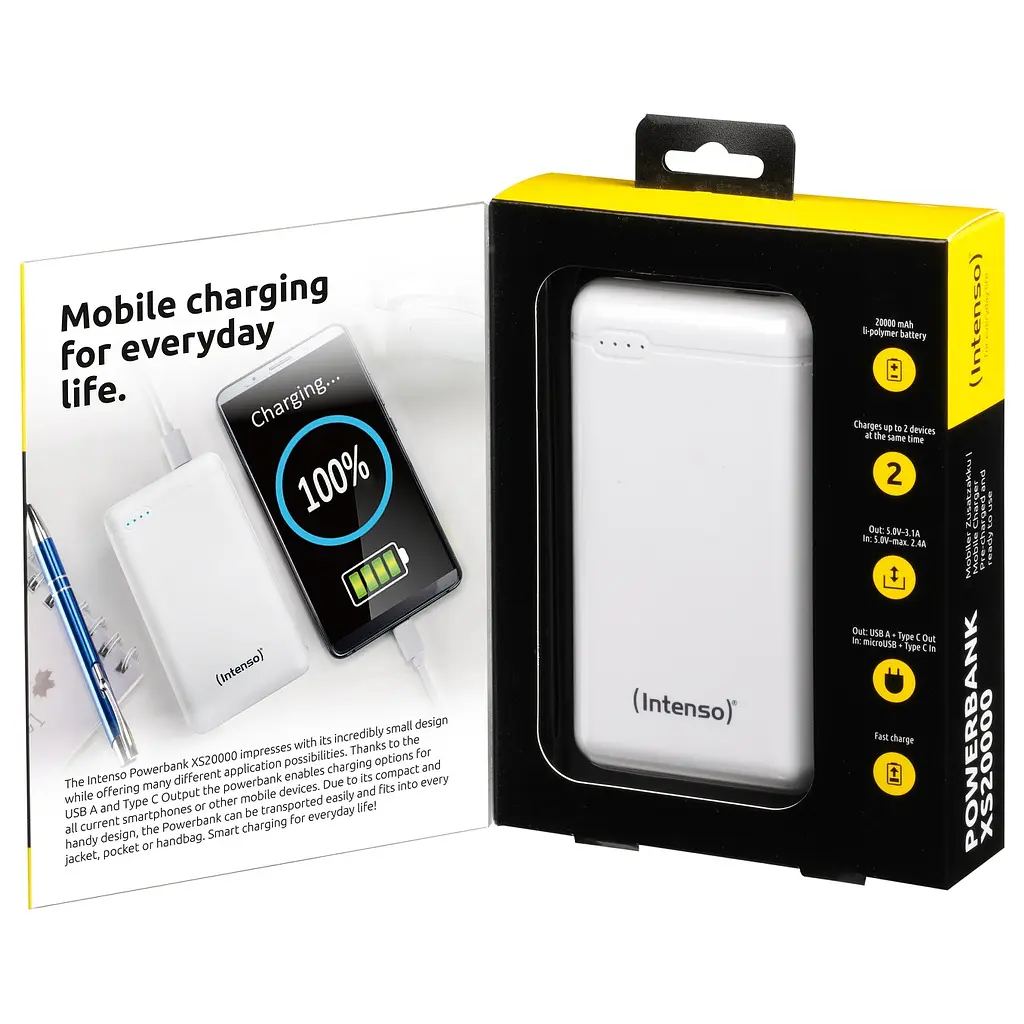 Батарея універсальна Intenso XS20000 20000mAh, USB Type-C USB-A, 5V, 3.1A, white (7313552) - фото 5