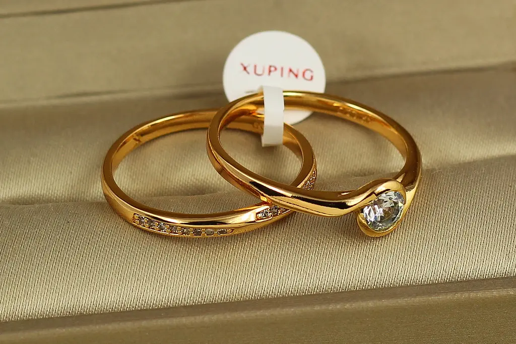 Кільце Xuping Jewelry подвійне Зіниця р 21 золотисте - фото 2