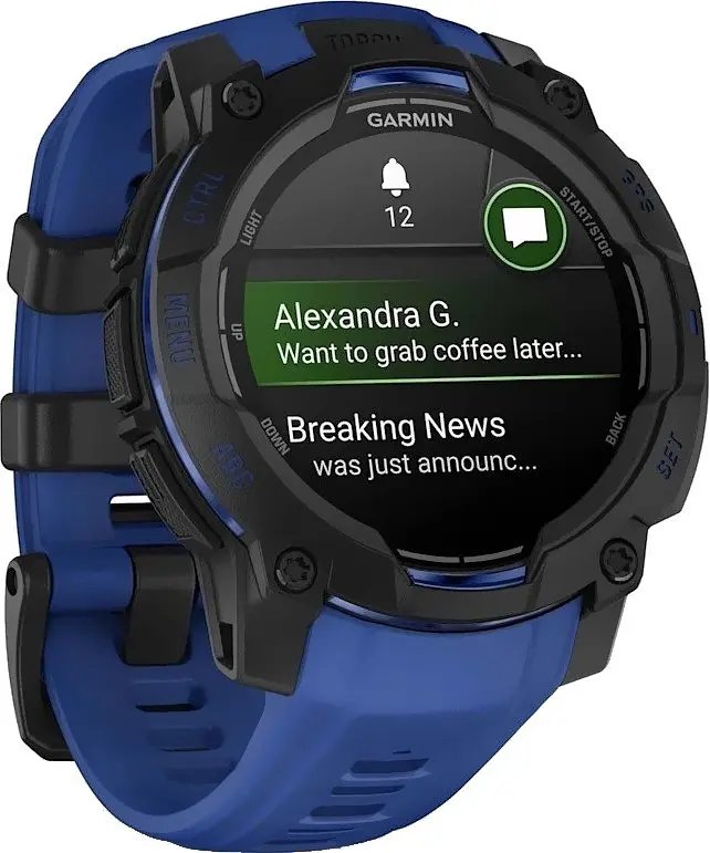 Смарт-годинник Garmin Instinct 3 45mm Amoled Black with Blue Band (010-02936-03/43) - фото 2