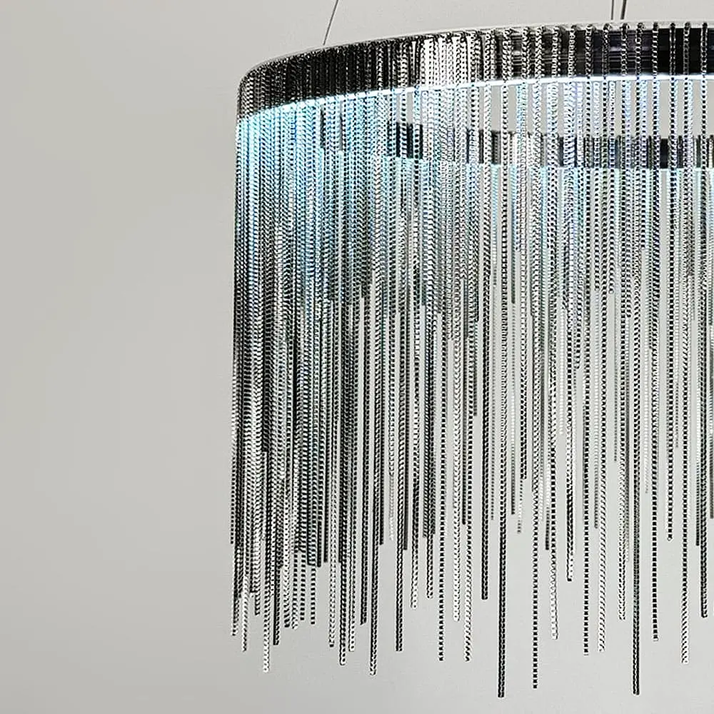 Хромированная люстра с цепочками на 2 яруса Ø 80+50 см | Line F | Ст. SP07-800+500 - фото 3