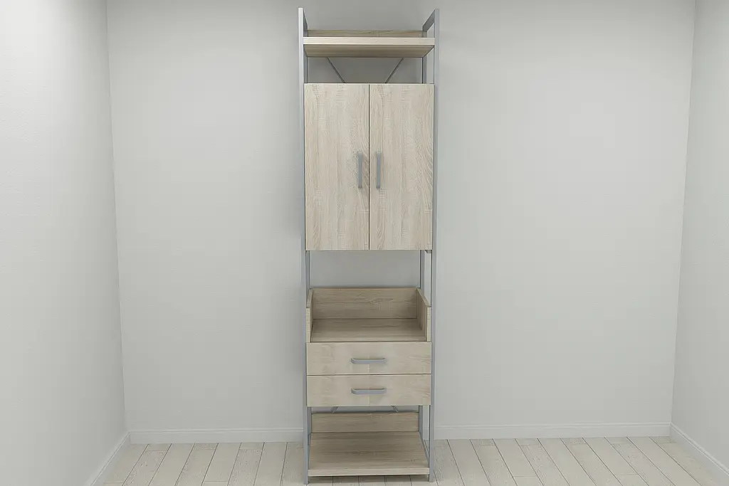 Шафа Гардероб Уні секція 5 серії Конект Ferrum-decor 220x60x50см Сірий метал ДСП Дуб Сонома 32 мм (FRD-104517) - фото 9