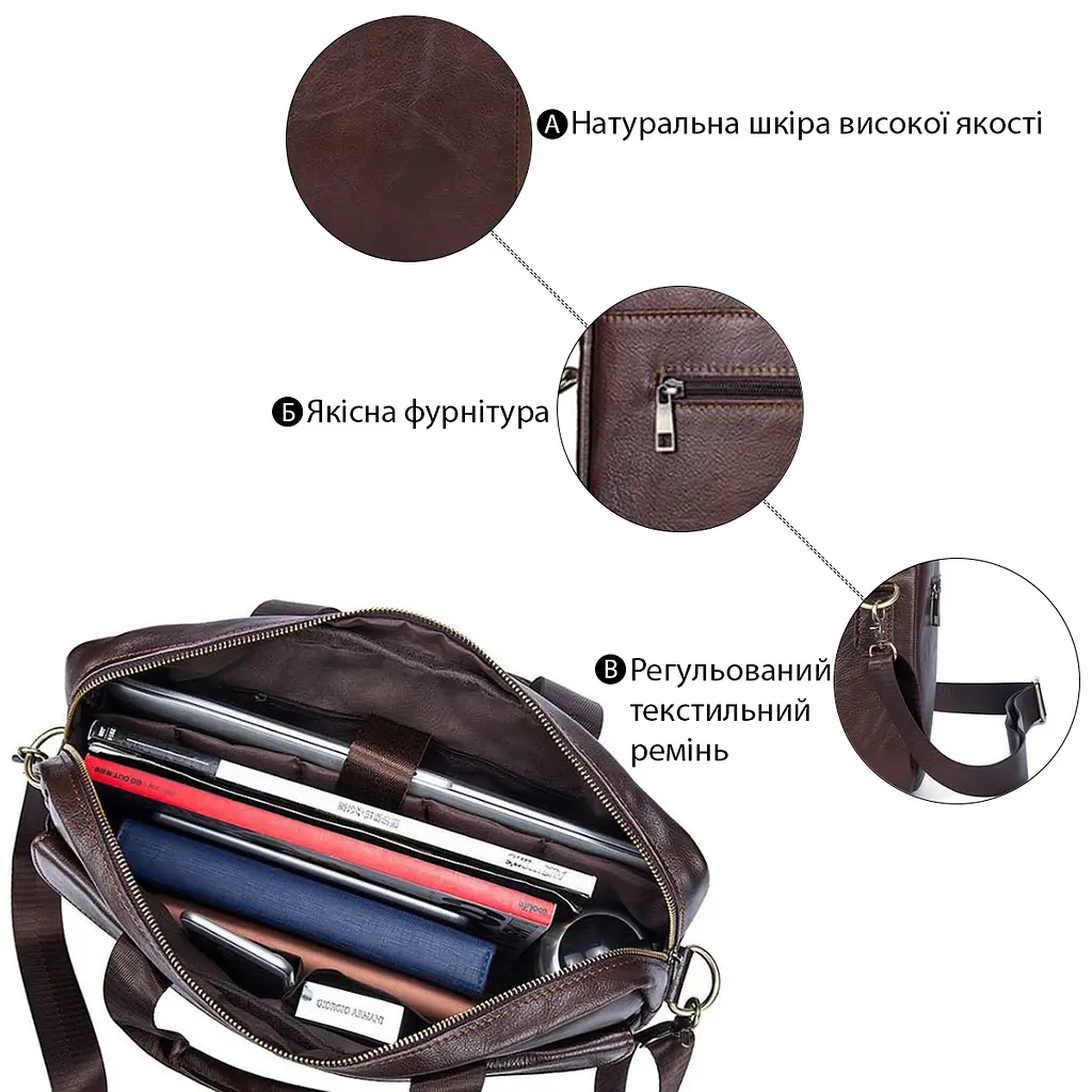 Сумка чоловіча під ноутбук Vintage 40х31х6,5 см sum0028932 - фото 4
