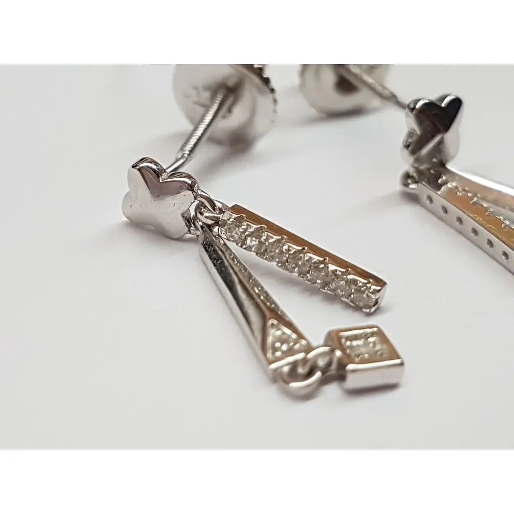 Серебряные серьги Подиум с фианитами. BB0142B - фото 4