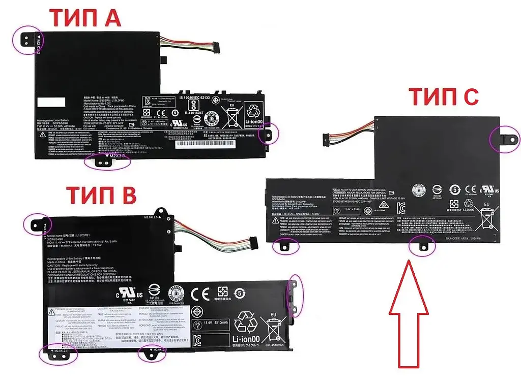 Акумулятор для ноутбука Lenovo IdeaPad 500S-14ISK 500S-15ISK 510S-14IKB 510S-15ISK (L14M2P21, L14L2P21) ТИП C - фото 3