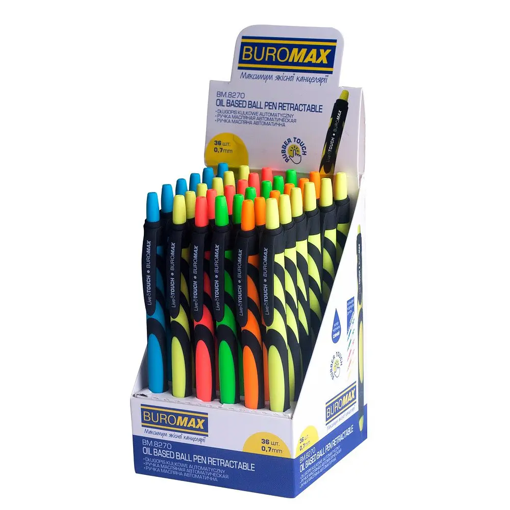 Ручка масляна автоматична Buromax Live Touch синя 0.7 мм упаковка 36 шт. (BM.8270) - фото 3