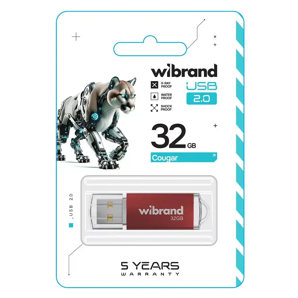 USB флеш накопичувач Wibrand 32GB Cougar Red USB 2.0 (WI2.0/CU32P1R) - фото 2