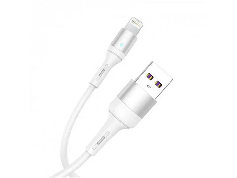 Кабель SkyDolphin S06L LED Smart Power USB - Lightning 1м, White (USB-000555) - фото 3