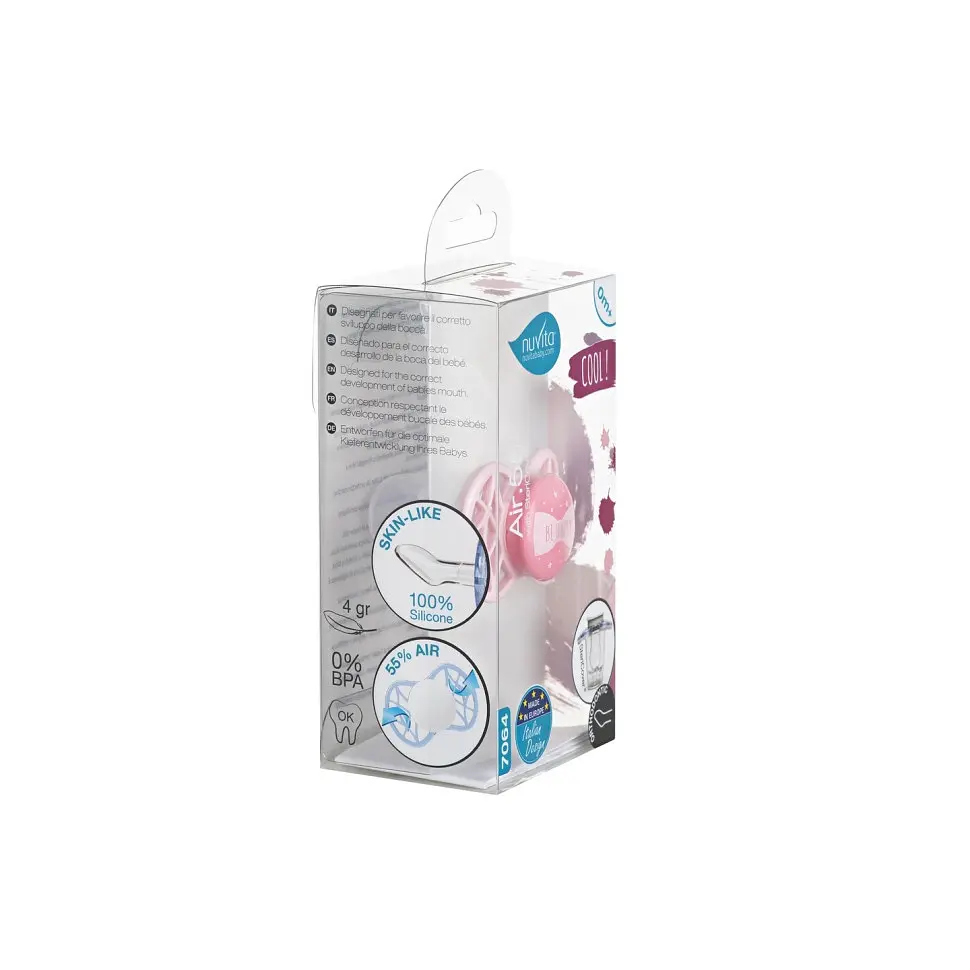 Пустышка Nuvita 7064 Air55 Cool ортодонтическая 0m+ BE HAPPY цвета розовый кварц NV7064RQ - фото 5
