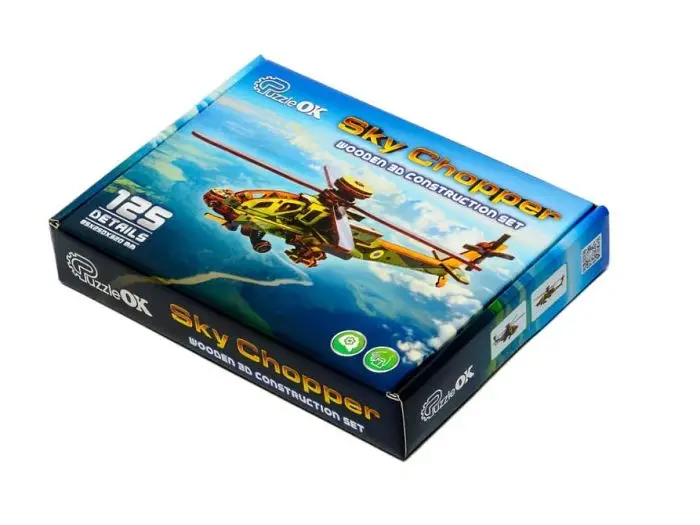 Дерев'яний 3D конcтруктор Sky Chopper, Puzzleоk (Puz-00954), 125 дет. - фото 8