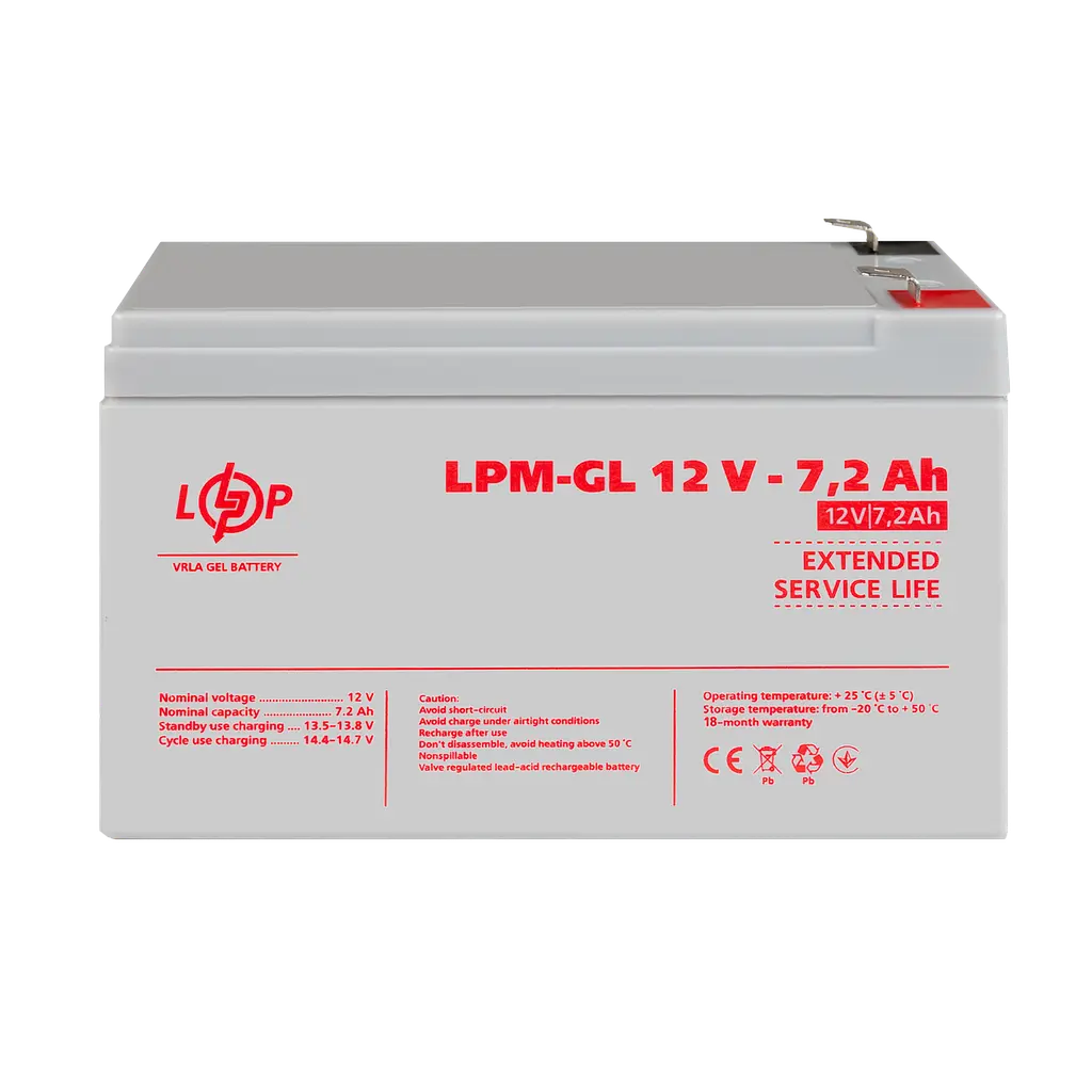 Аккумулятор гелевой LPM-GL 12V - 7.2 Ah - фото 2