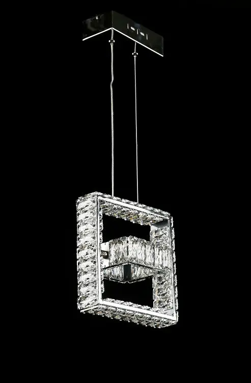 Геометрична хромована світлодіодна люстра Splendid Ray LD8892/230/2 LED (CH), 23 см з двома кришталевими рамками - фото 2