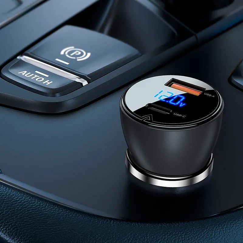Азу - зарядне автомобільне AceFast B6 metal car charger with digital display 63W 6A металеве - фото 5
