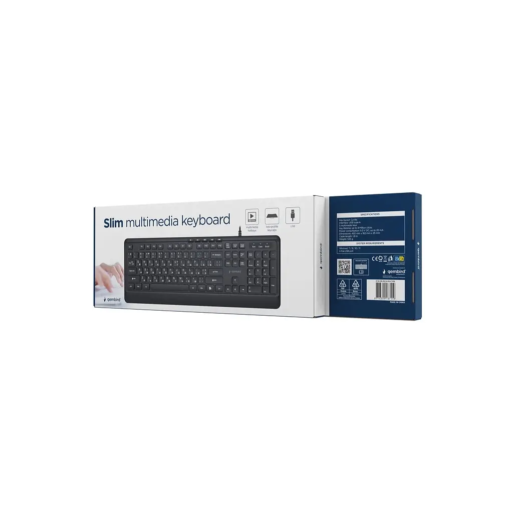 Клавіатура Gembird Slim Multimedia USB Black (KB-MCH-05-CYRL) - фото 6