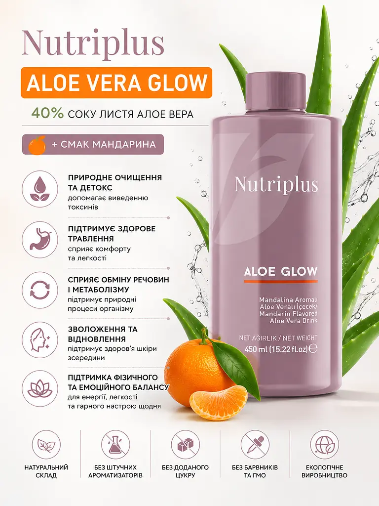 Напій Farmasi Nutriplus Алое з мандарином для травлення та детоксикації 450 мл - фото 2