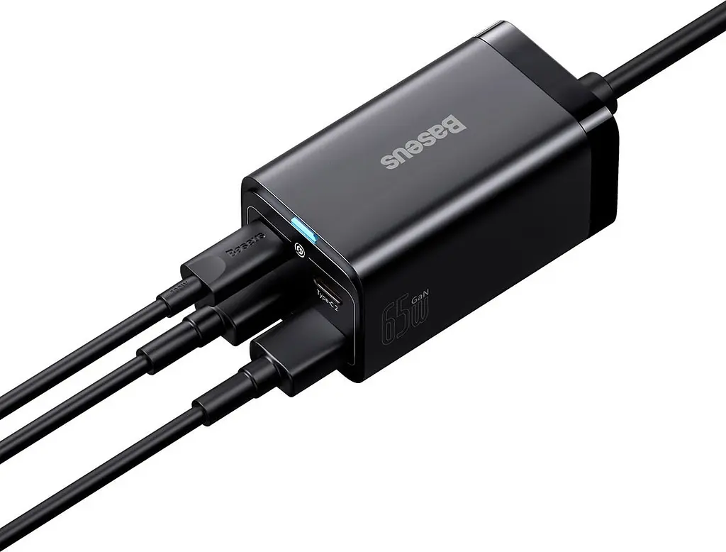 Сетевое зарядное устройство Baseus GaN3 Pro Desktop Fast Charger 2C+2U 65W + Cable USB-C to USB-C Black (CCGP040101) [80903] - фото 5