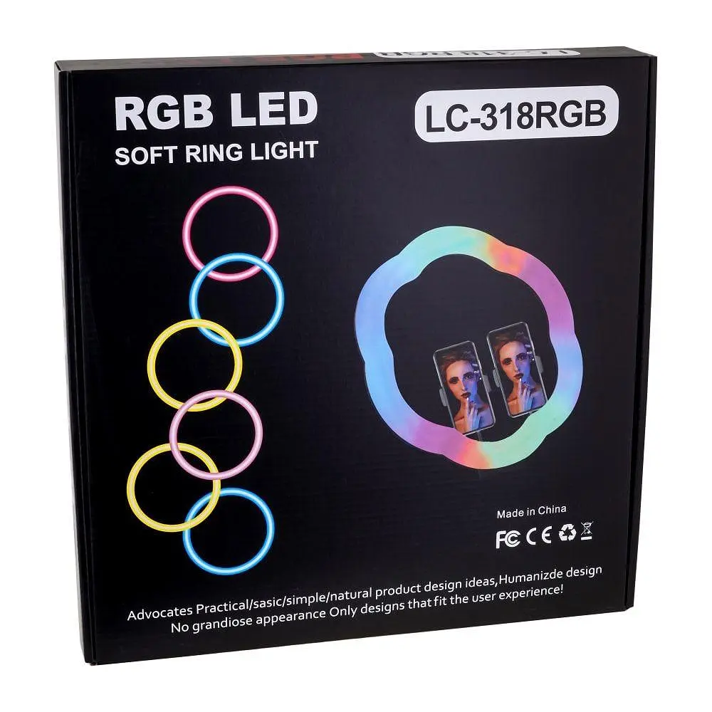 Кольцевая светодиодная RGB Led Лампа 26 см LC-318 (Flower Type) с двойным зажимом для телефона - фото 2