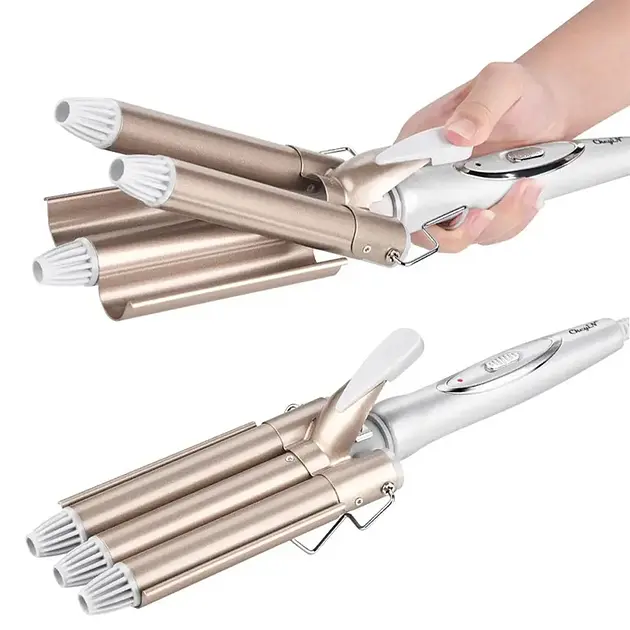 Потрійна плойка для волосся Geemy GM 1988 плойка три хвилі кераміка 25мм щипці для створення хвиль 45 Вт Білий - фото 5