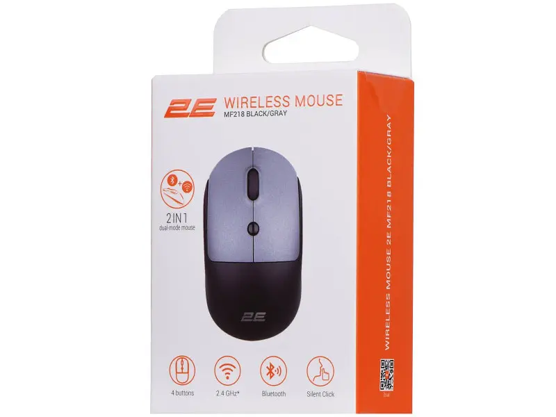 Миша 2E MF218 Silent WL BT Black/Gray (-MF218WBG) - фото 8