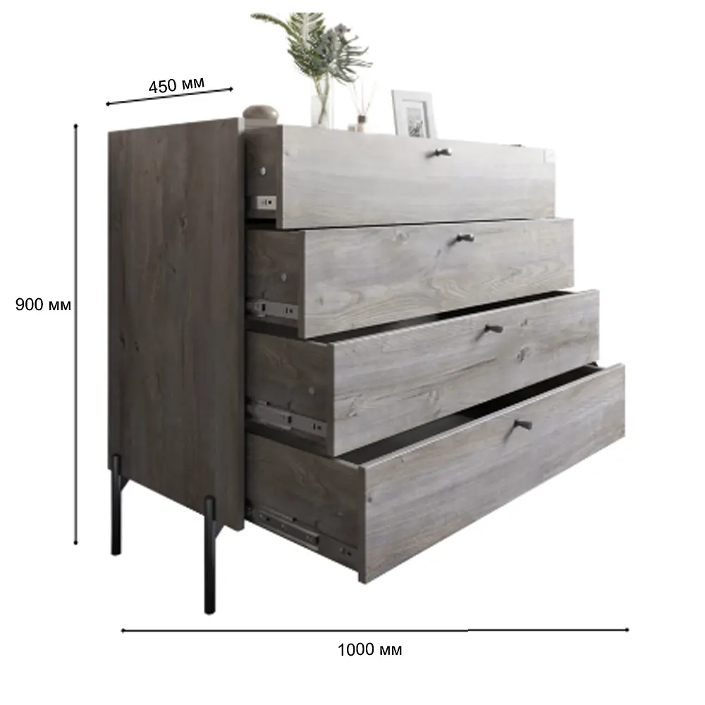 Комод із 4 шухлядами Lion Wood із золотими ніжками 100х90х45 см Німфея Альба (білий) (Lion-042969) ТОП - фото 3