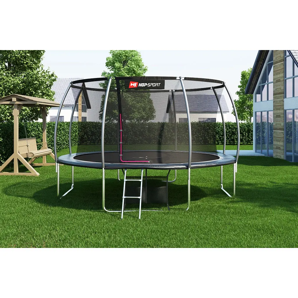 Батут Hop-Sport Premium 14ft (427см) чорно-сірий з внутрішньою сіткою - фото 3