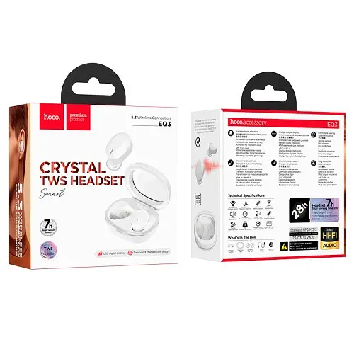 Наушники беспроводные Hoco EQ3 Smart true wireless BT5.3/7hours белые - фото 4