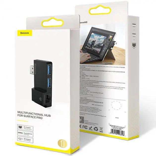 Мультипортовий адаптер USB Хаб Baseus Multi-Functional USB A to RJ45*1+USB3.0*2 CAHUB-FP01 Black - фото 3